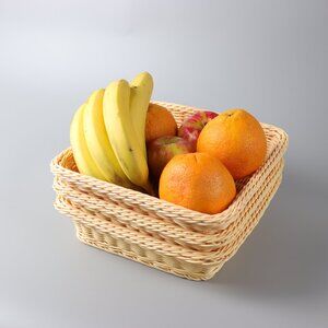Set Of 3 Stackable Wicker Baskets For Home/Office